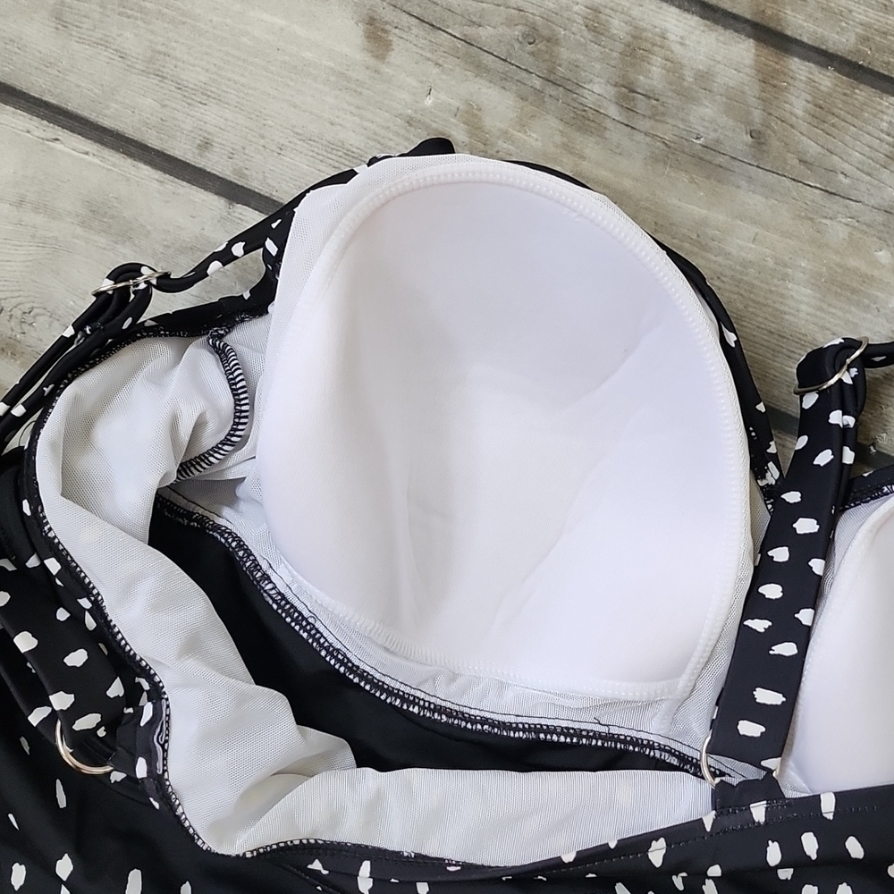 Women's Polka Dot Tiered Flowy Tankini Top Sz 24W - Picture 5 of 5